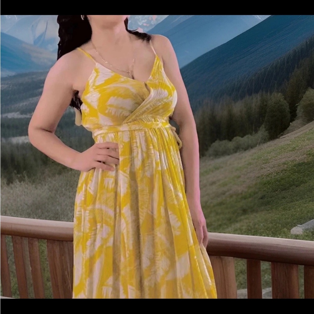 Yellow and White Halter Maxi Sundress for Resort Wear